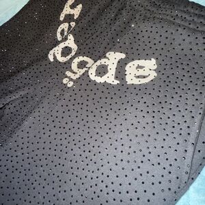 Perforated Black Men's Joggers with White Script Logo